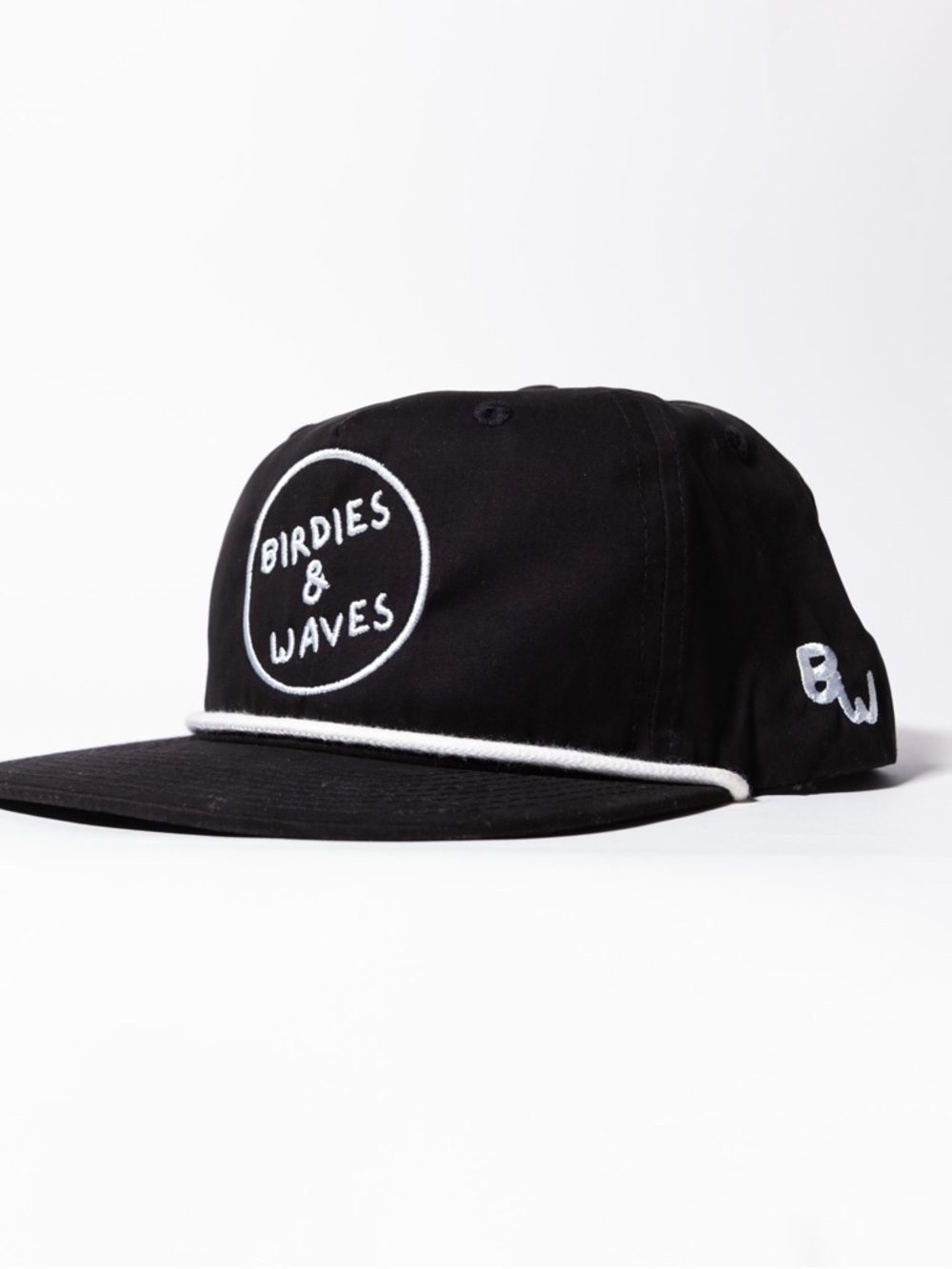 Birdies & Waves Black Rope-Trim Snapback Hat